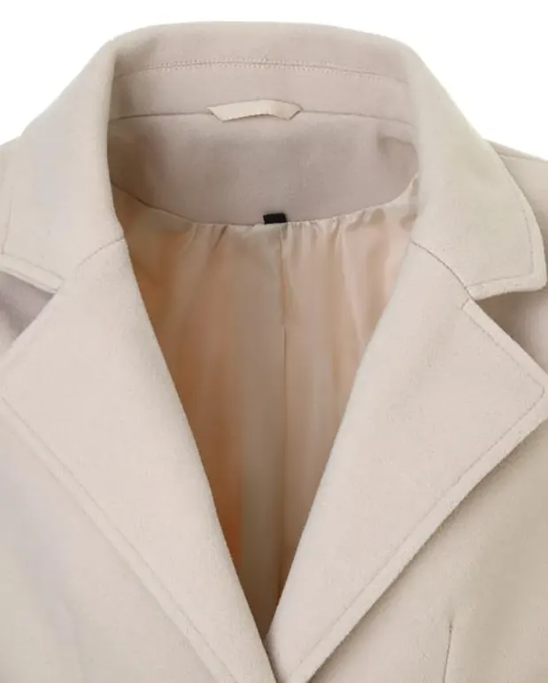 Pastel Colors Belted Slim Fit Office Woolen Trench Coat