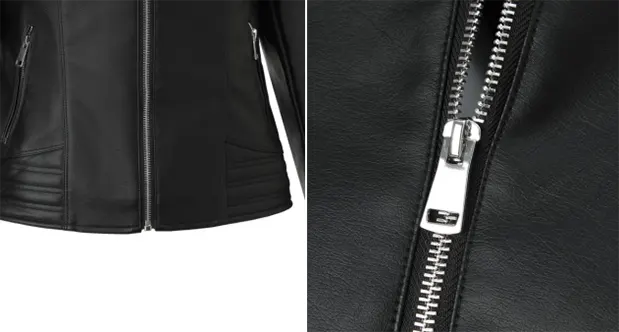 Washed Faux Leather Jacket with Stand Collar