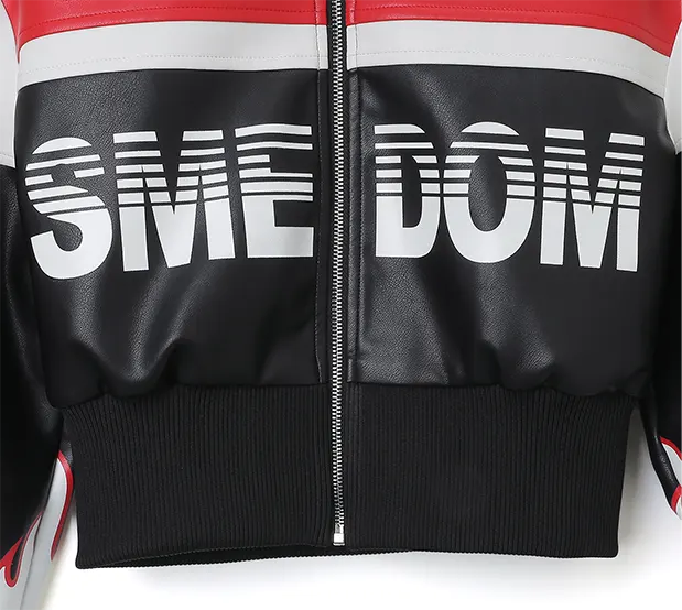 Flame Print Faux Leather Biker Jacket